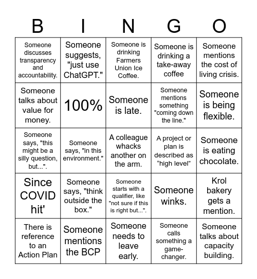 Community Development Department Planning Day Bingo Card