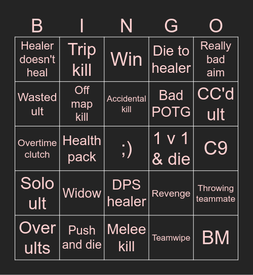 Overwatch 2 Bingo Card