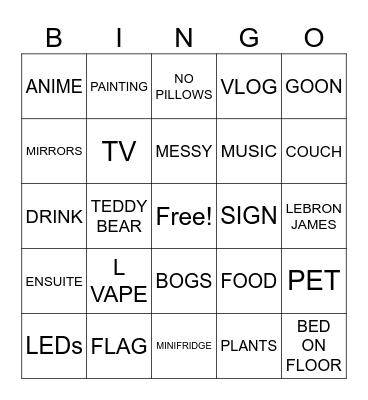 BEDROOMS Bingo Card