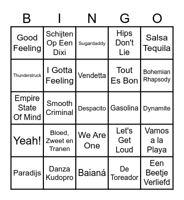Bingo musical Bingo Card