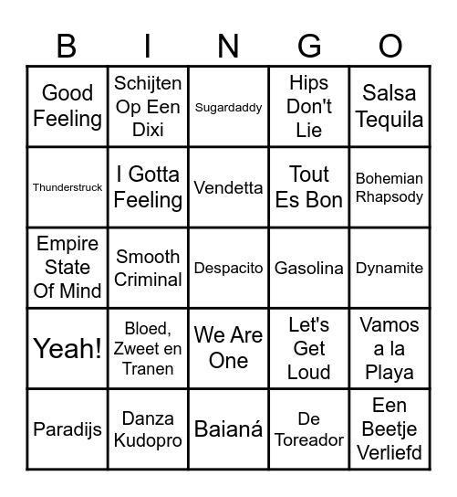 Bingo musical Bingo Card
