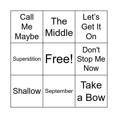 MUSIC BINGO - ROUND 2 Bingo Card