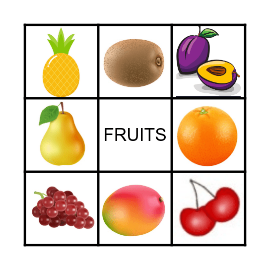 FRUITS Bingo Card