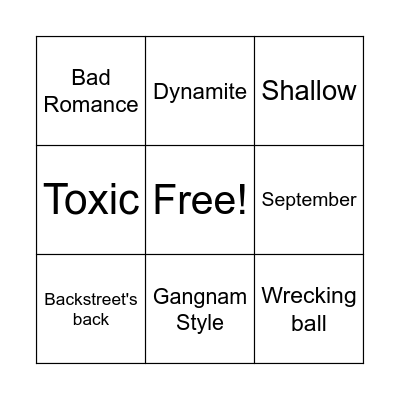 Music Bingo Card