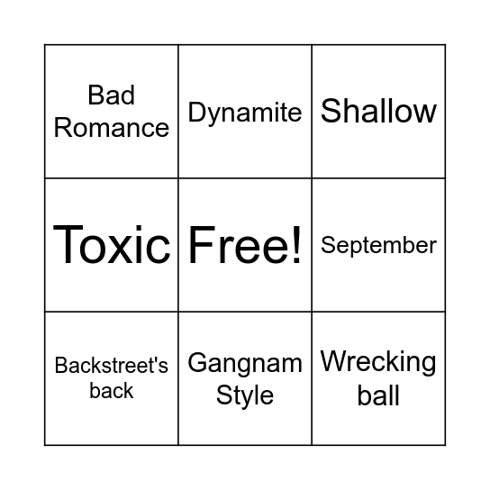Music Bingo Card