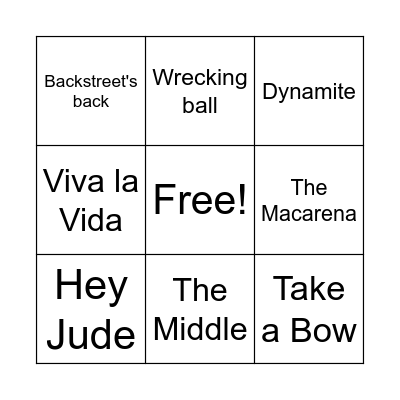 Music Bingo Card