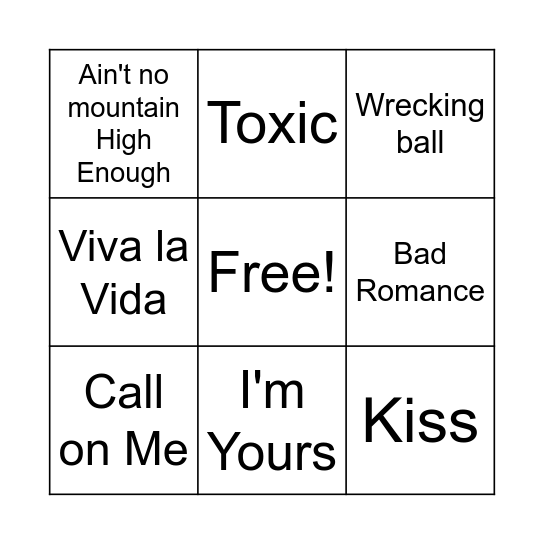 Music Bingo Card