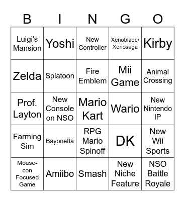 Switch 2 Direct Bingo Card