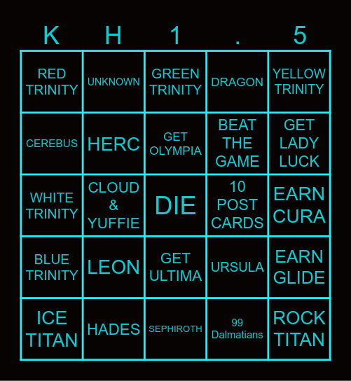 Kill Count Bingo Card