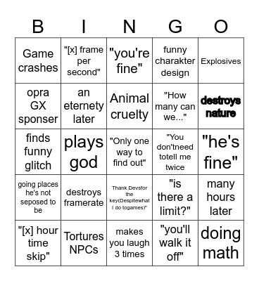 Let's Game It Out Bingo Card