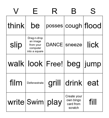 Verbs! Bingo Card