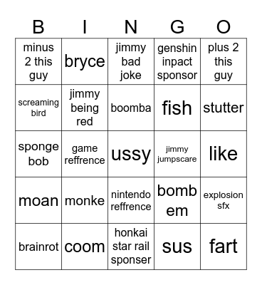 JimmyHere Bingo Card