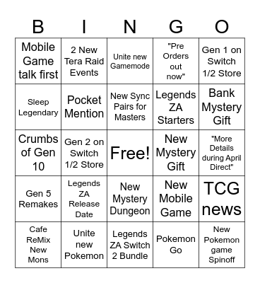 Pokemon Day 2025 Bingo Card Bingo Card