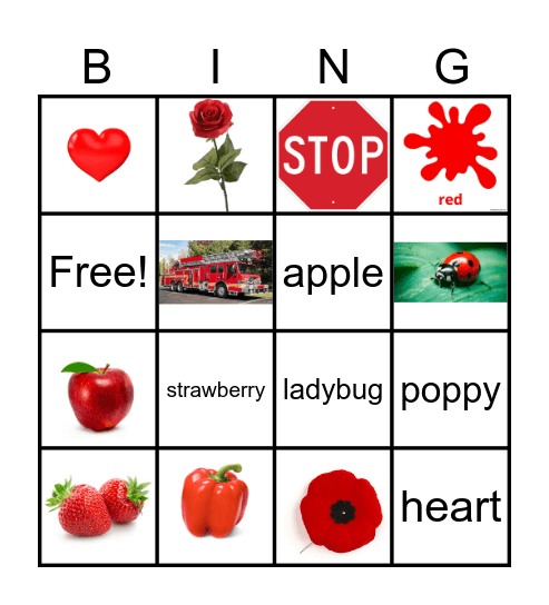 Things that are Red Bingo Card