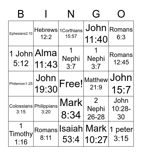 Spiritual Bingo Card