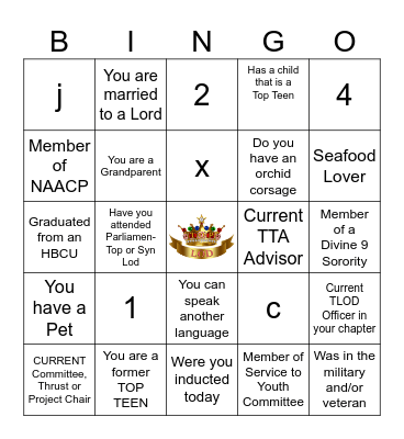 TLOD HUMAN Bingo Card
