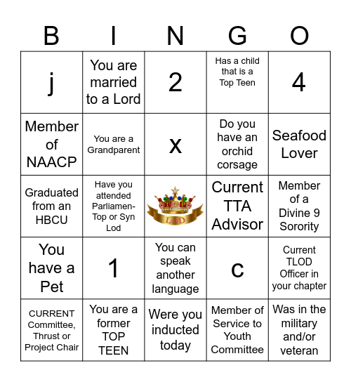 TLOD HUMAN Bingo Card