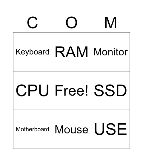 computer Bingo Card