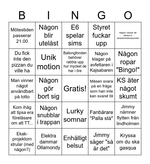SEKTIONS BINGO Card