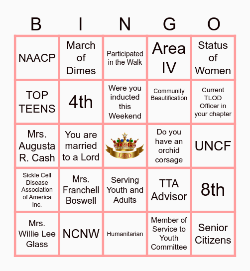 TLOD WHITE DAY PARTY BINGO Card