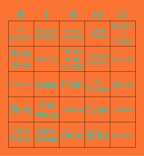 Book Club Bingo Card