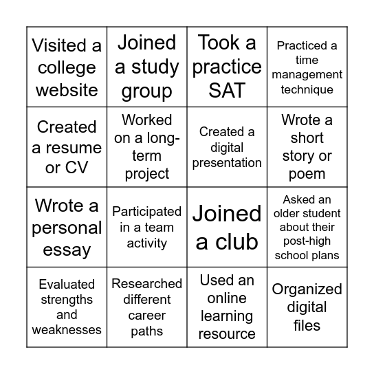 Workshop Wonderland Bingo Card