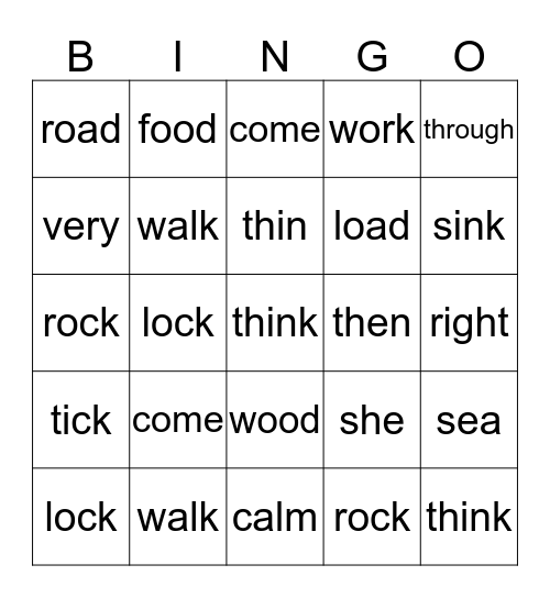 Similar Sounds! Bingo Card