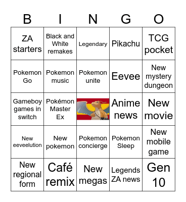 Pokémon day 2025 Bingo Card