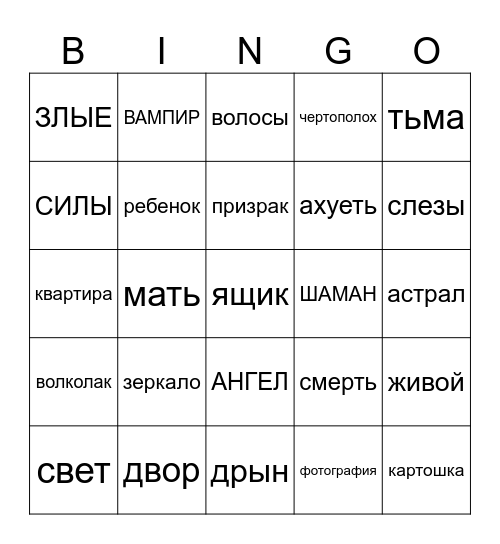 Экстрасенсы 6 Bingo Card