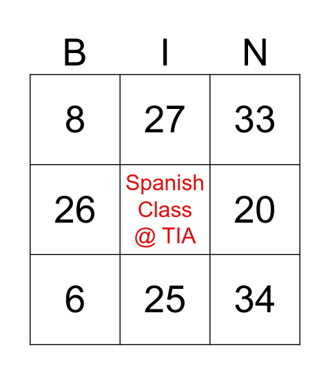Numeros 0-1 Bingo Card