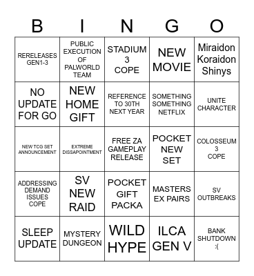 Pokémon Day 2025 Bingo Card