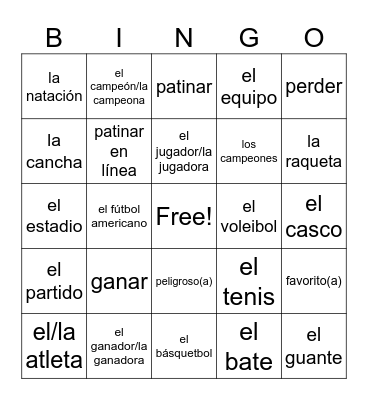 S1 U6.1 Vocabulary Bingo Card