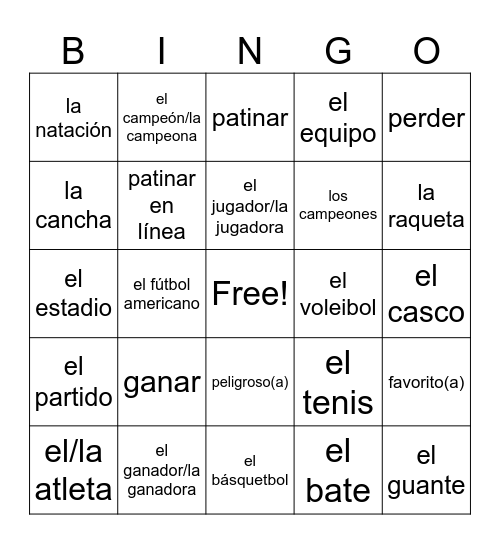 S1 U6.1 Vocabulary Bingo Card