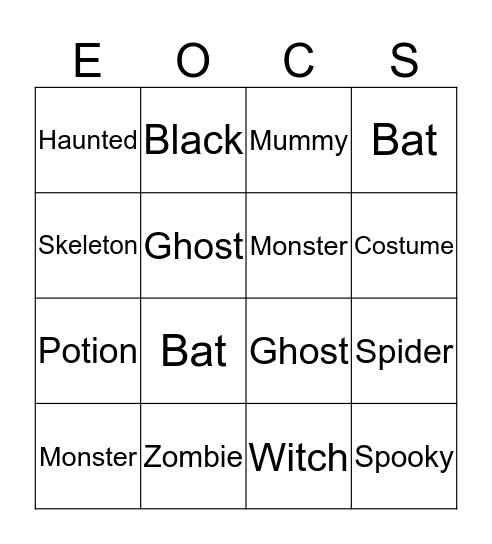 Envision Halloween Bingo Card