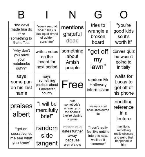 Schmidt bingo Card