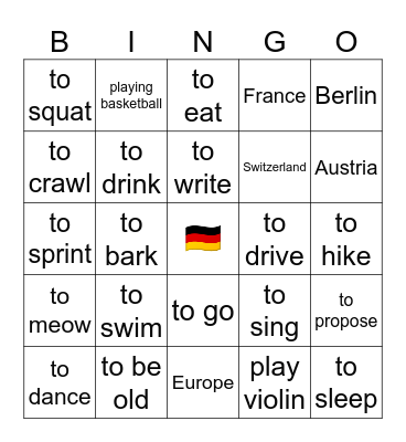 D-Y Deutsch Bingo Card