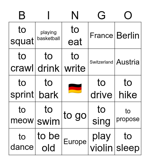 D-Y Deutsch Bingo Card
