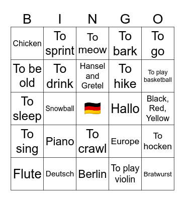 DY Deutsch Bingo Card