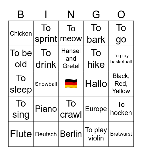 DY Deutsch Bingo Card