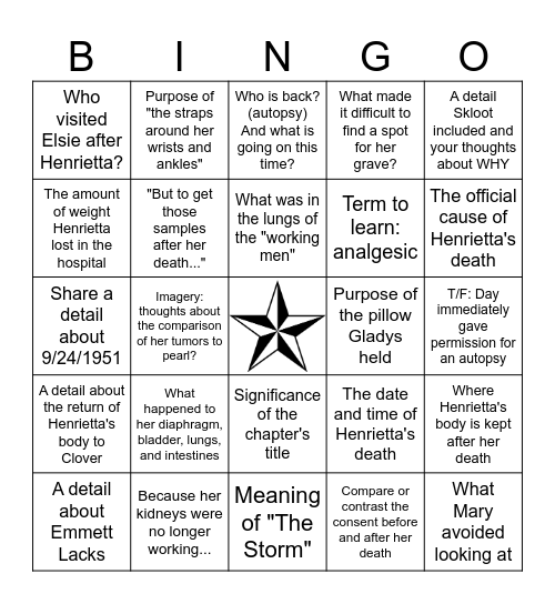 "The Devil of Pain Itself" & "The Storm" BINGO Card