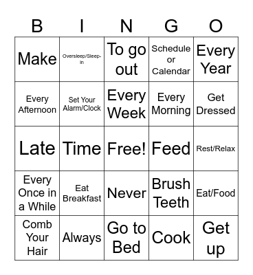 ASL ROUTINES Bingo Card