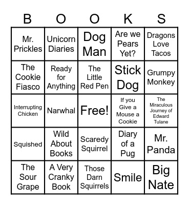 Read Across America Book Bingo Card