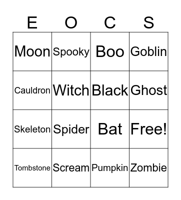 Envision Halloween Bingo Card