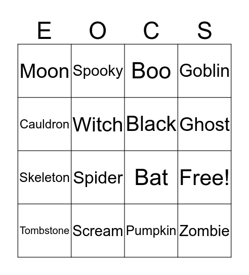 Envision Halloween Bingo Card