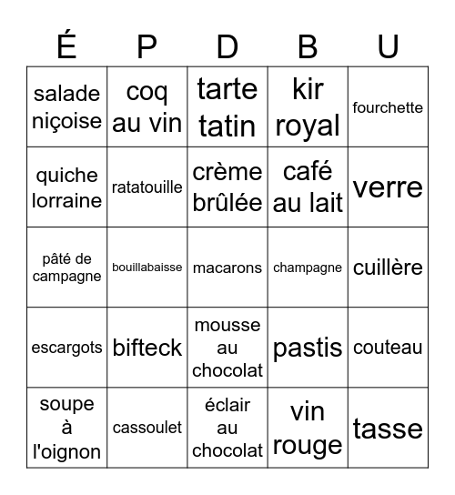 Puis-je prendre votre commande ? Bingo Card