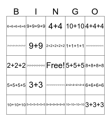 Repeated Addition Bingo!  Bingo Card