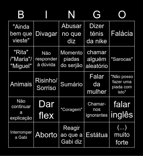 Filosofia Bingo Card