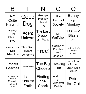 Book Fair Bingo Card