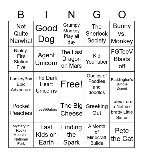 Book Fair Bingo Card