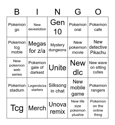 Pokemon presents Bingo Card